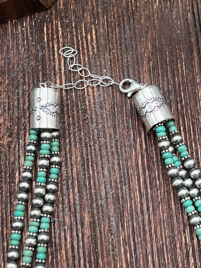 Brody Sterling 5mm Navajo & Green Turquoise Necklaces - 18"