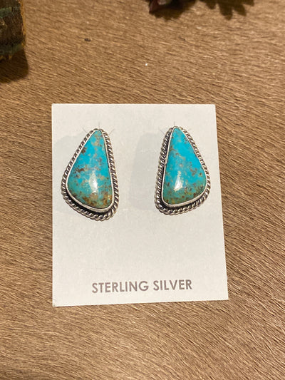 Harvest Roped Sterling Royston Turquoise Stud Earrings