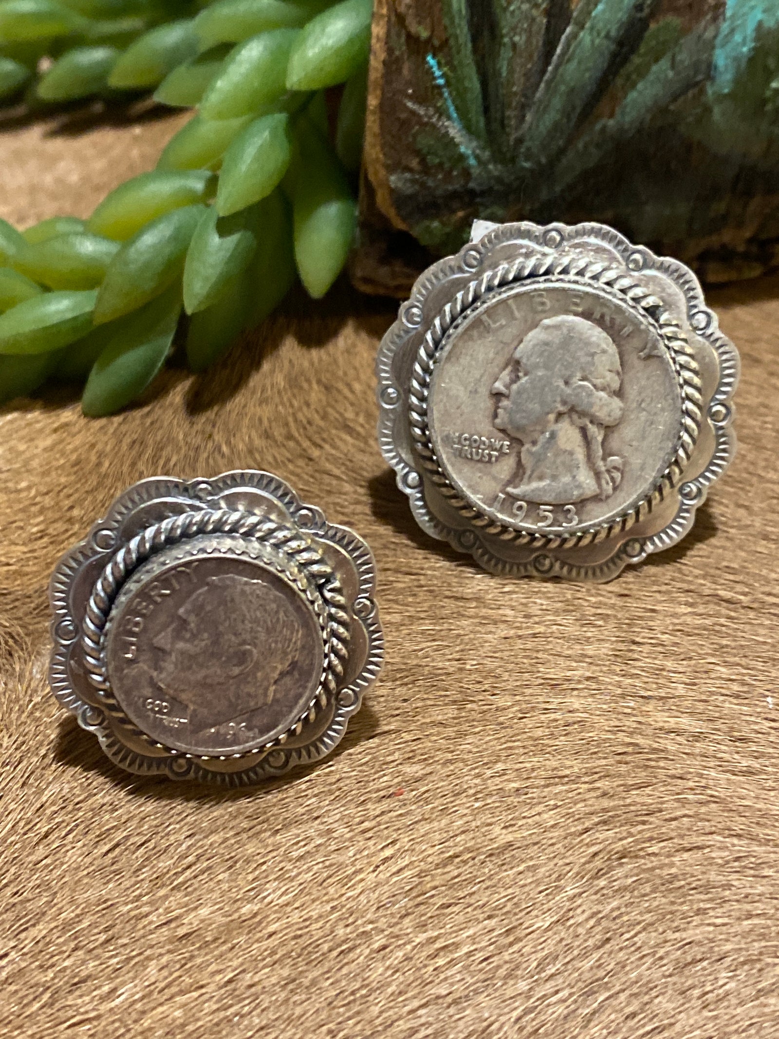 McCoy Sterling Framed Coin Ring - Adjustable