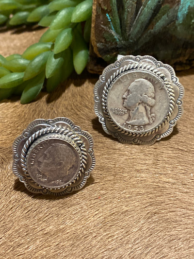 McCoy Sterling Framed Coin Ring - Adjustable