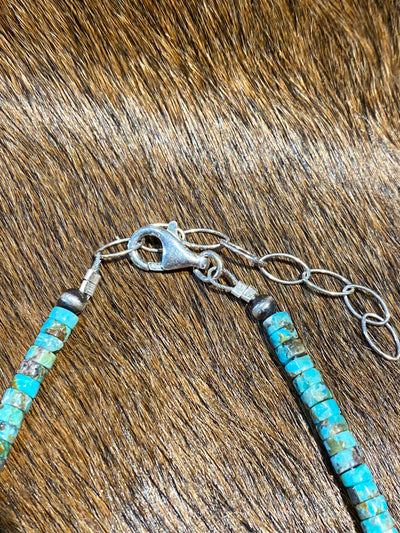 Stormy Turquoise Heishi Bead Necklace - 16"