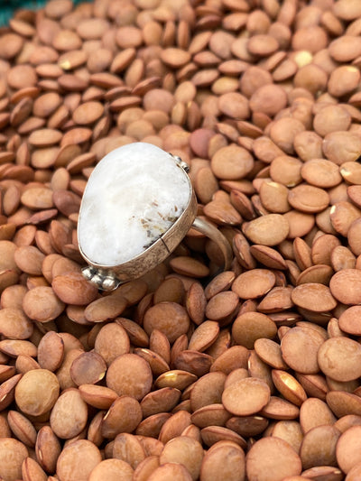 Aleah White Buffalo Abstract Sterling Ring - 7.5