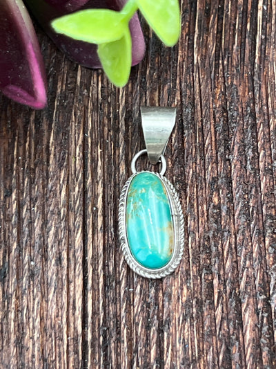 Heston Roped Sterling Turquoise Pendant