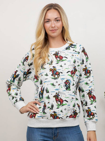 Cowboy Print Pullover