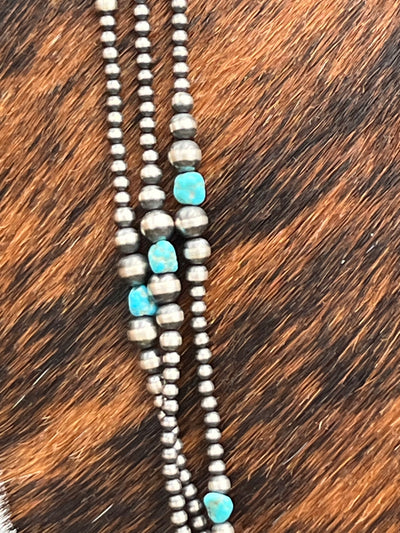 Dresden Sterling Varied Navajo & Tumbled Turquoise Necklace - 36"