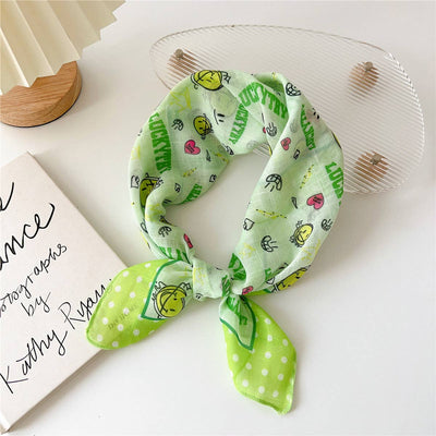 Cotton Linen Floral Square Scarf for Women_CWASC0852