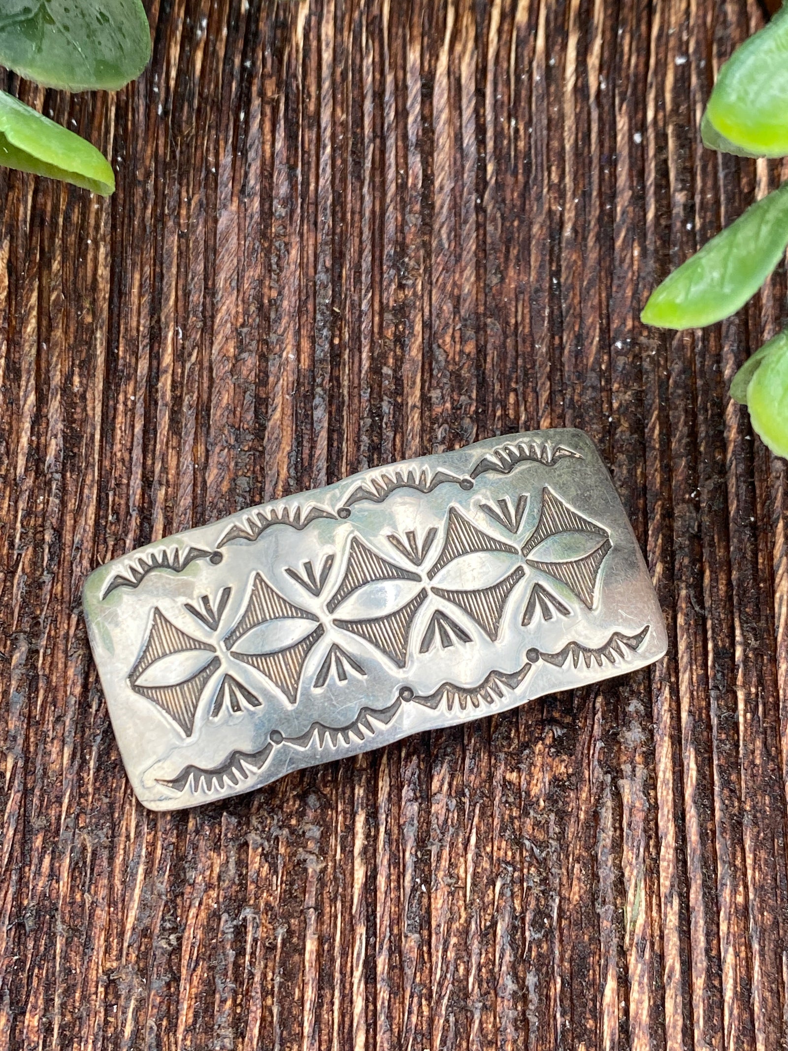 Harding Stamped Sterling Barrette - 1.75"