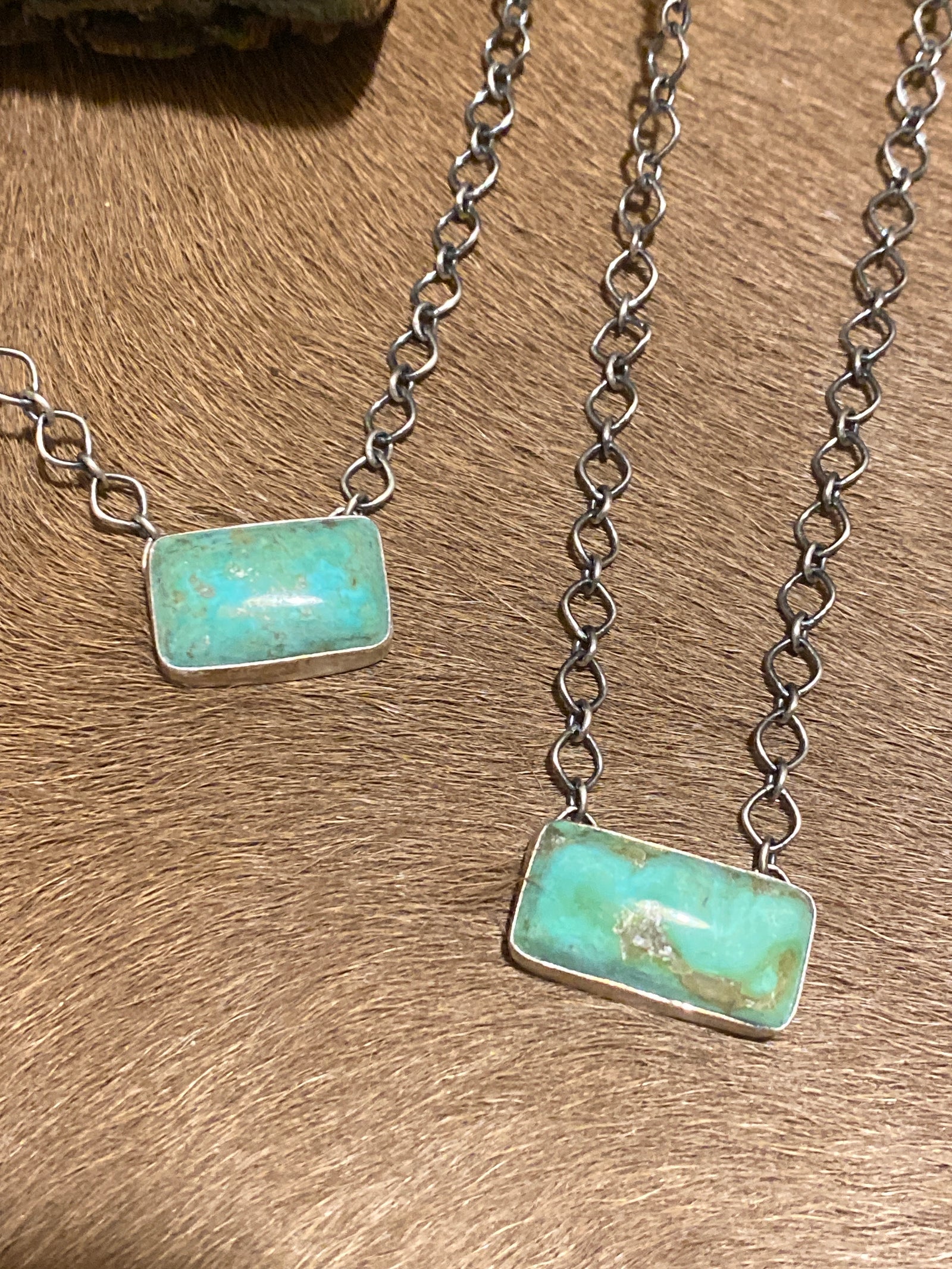 Janice Sterling Link Chain With .75" Simple Turquoise Bar - 18"