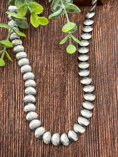 Blinn Sterling Stamped Flat Saucer Necklace