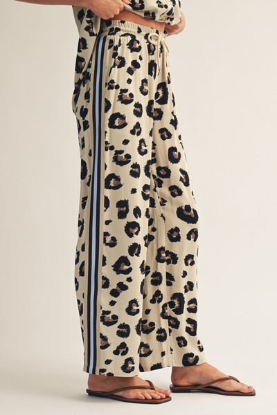 Joyce Color Band Accent Leopard Pants