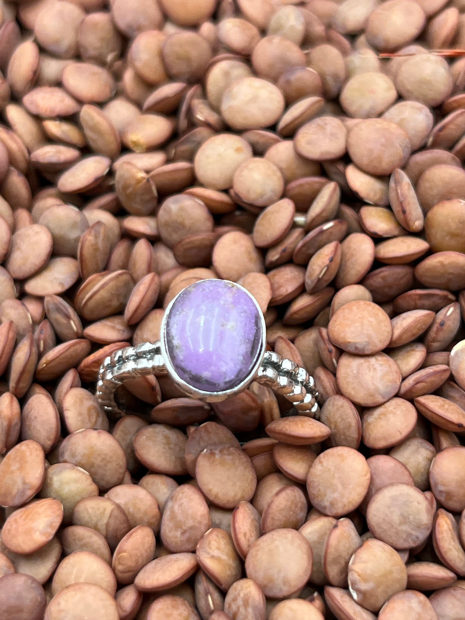 Bora Double Bead Band Sterling Ring - Purple