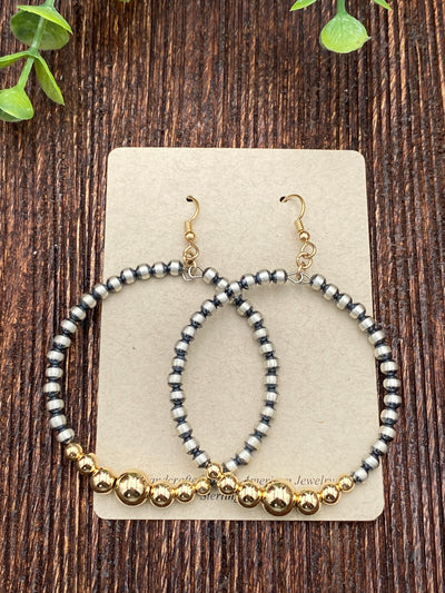 Langston Sterling Navajo Pearl Earrings With Gold Accents