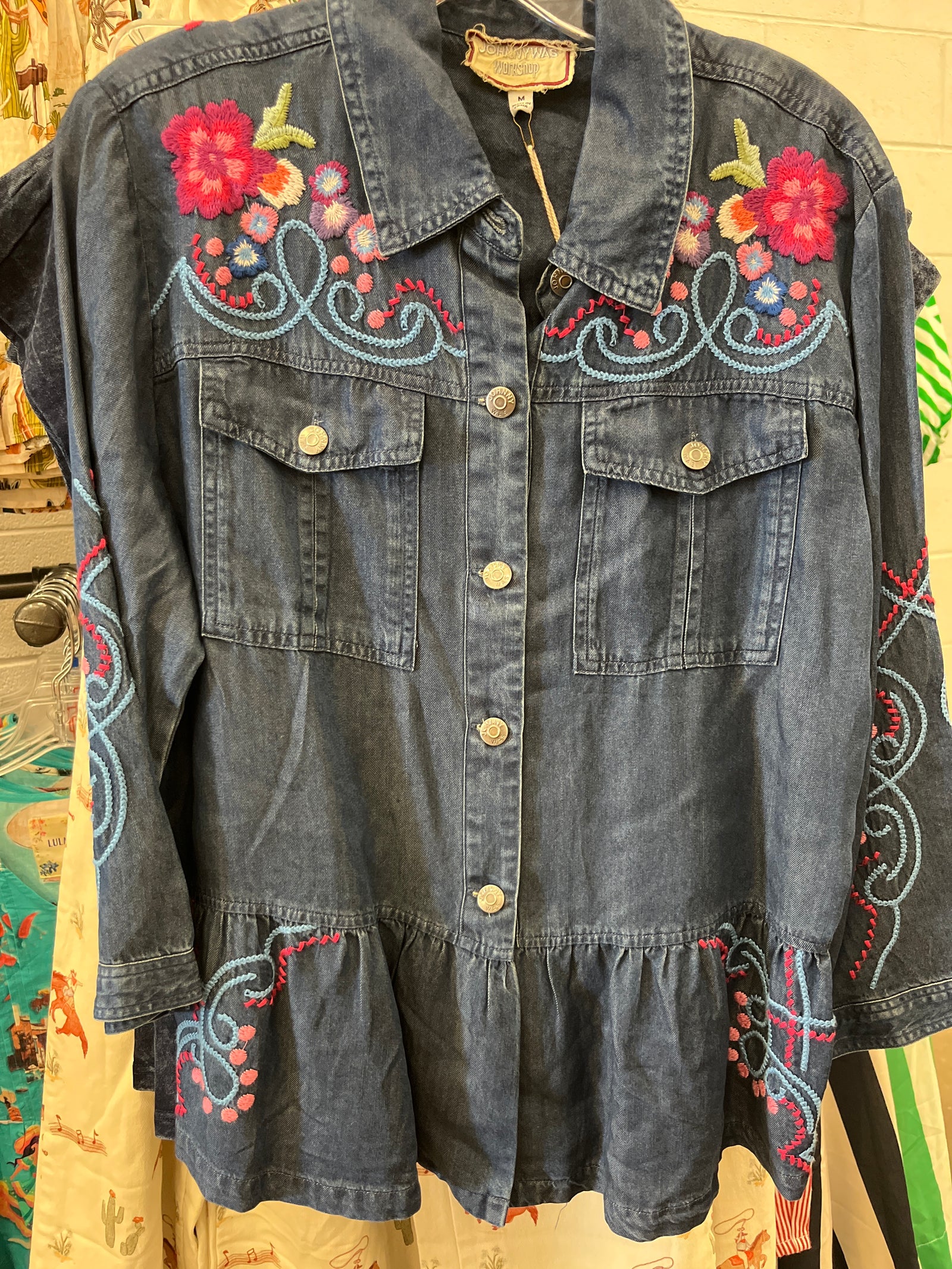 Johnny Was Denim Blue Peplum Jacket