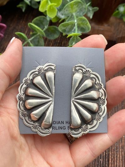 Cafferty Sterling Half Concho Earring