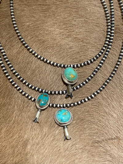 Bridgette Sterling 3mm Navajo Necklace With Stone Flute Blossom - 16"