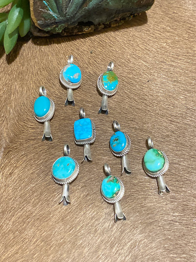 Parker Turquoise Flute Blossom Sterling Pendant