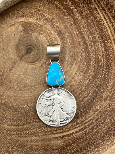 Lexy Single Stone Liberty Walking Coin Pendant