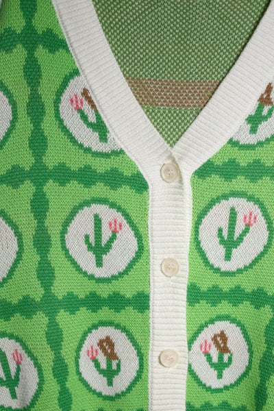 Cactus V-Neckline Sweater Cardigan