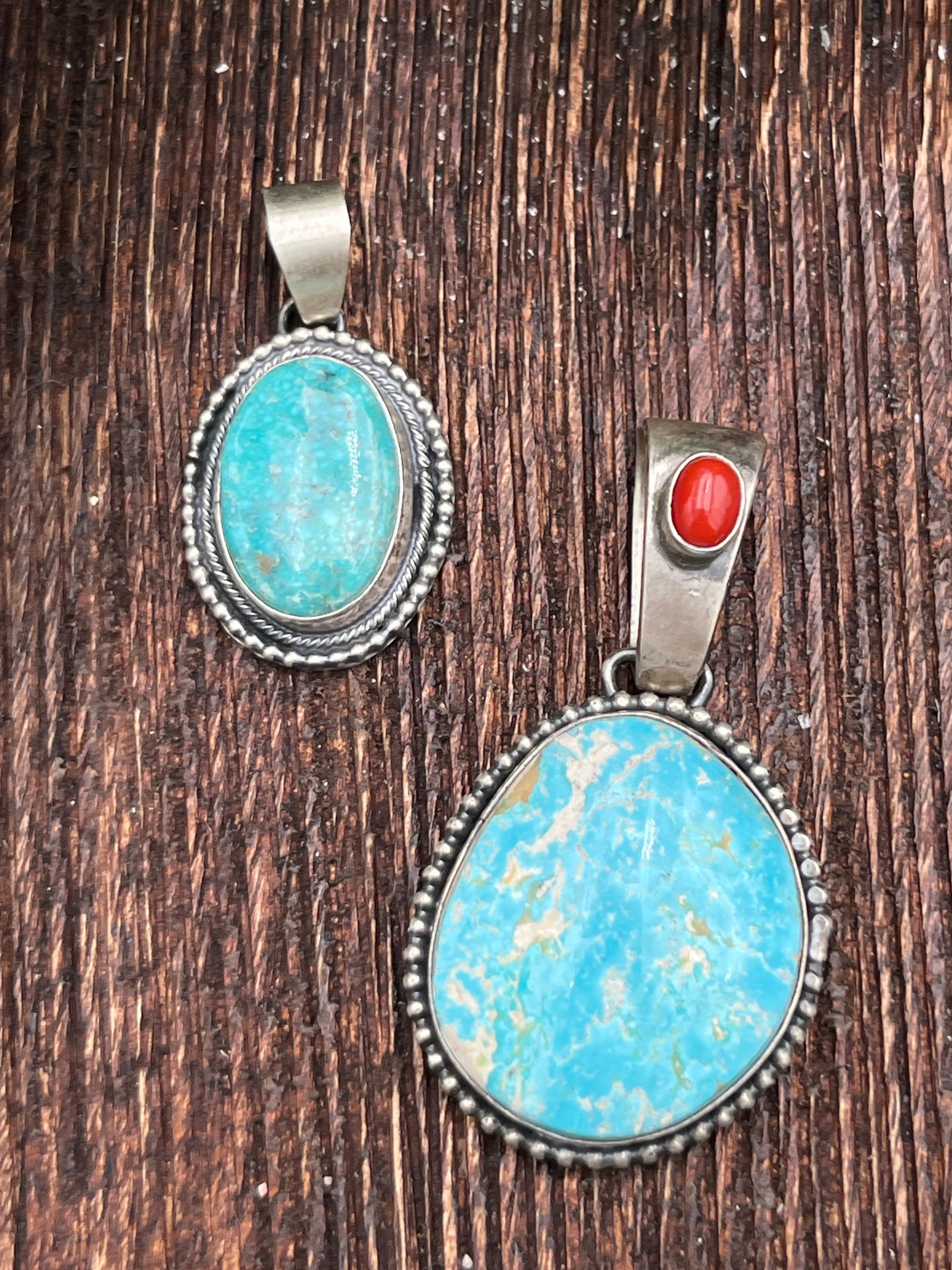 Norah Assorted Turquoise Oval Sterling Beaded Pendants
