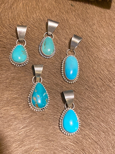 Grifton Sterling Bead Framed Turquoise Pendant