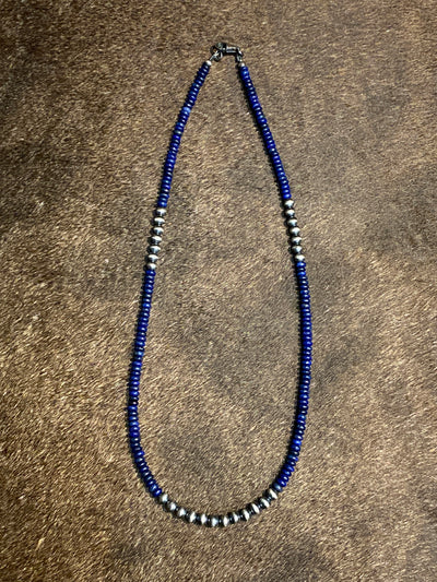 Kimberley Sterling Triple Grouping 4mm Navajo Pearl & Stone Bead Necklace - 20"