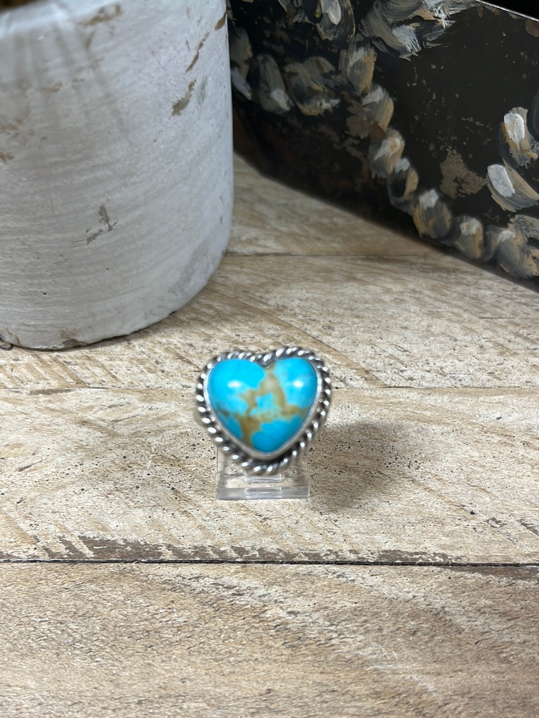 Turquoise & Sterling Silver Heart  Ring