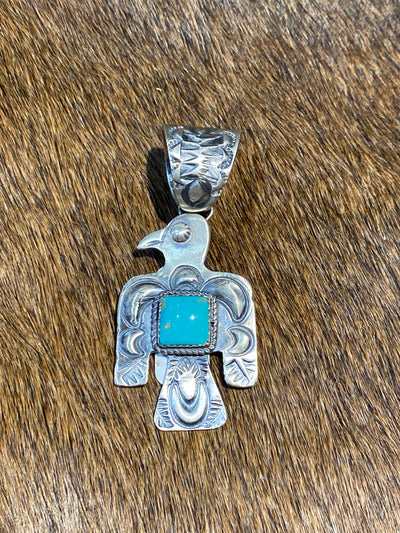 Native Thunderbird Sterling Silver Pendant Stone Center