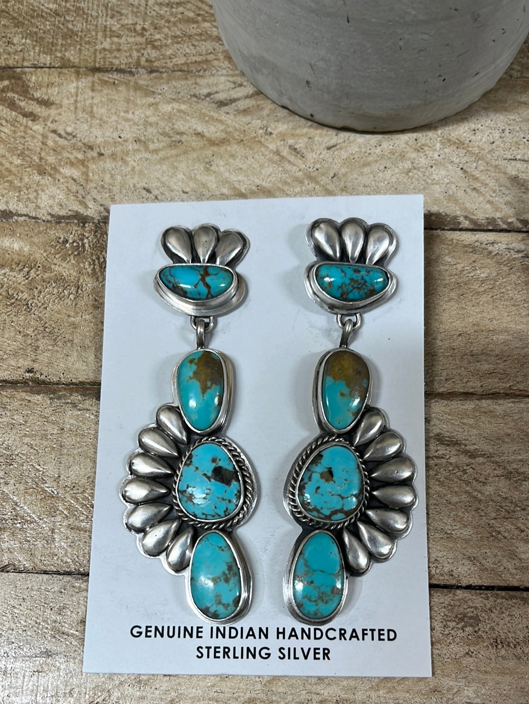 Turquoise Half Fan Earrings