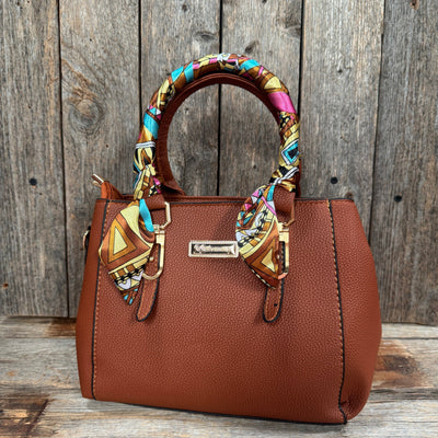 Brown and Yellow Geometric Skinny Mini Wild Rag Scarf / Cowgirl Necktie