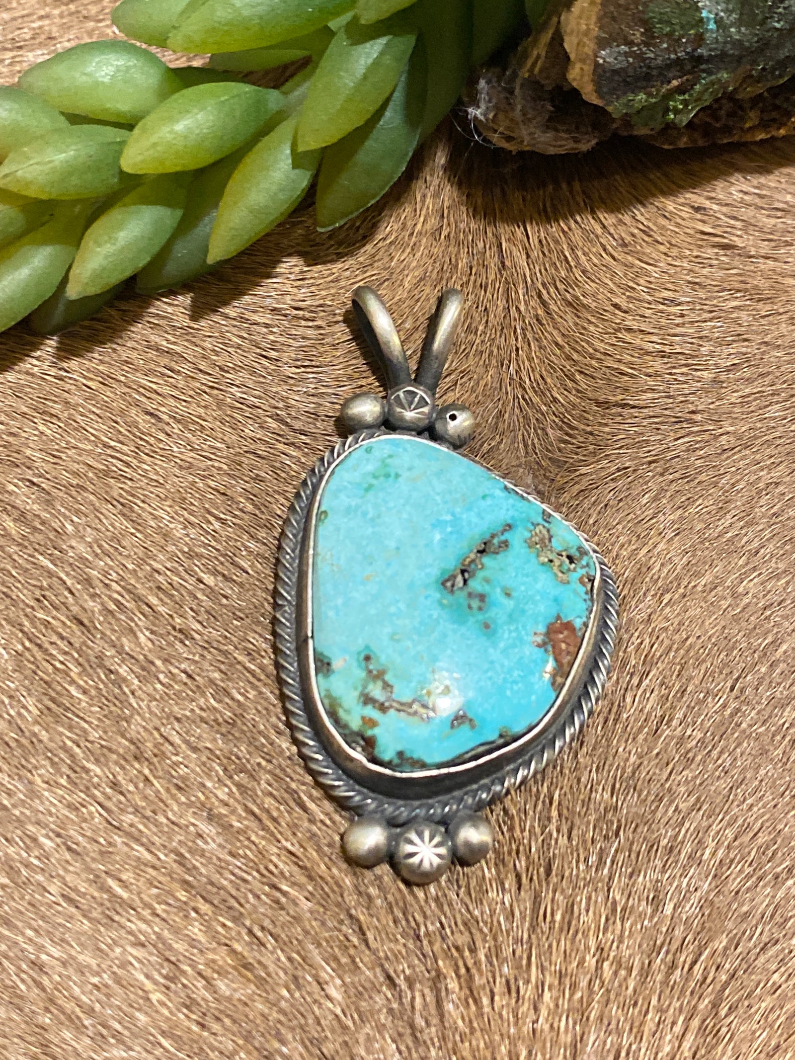 Meadowbrook Abstract Turquoise Sterling Pendant