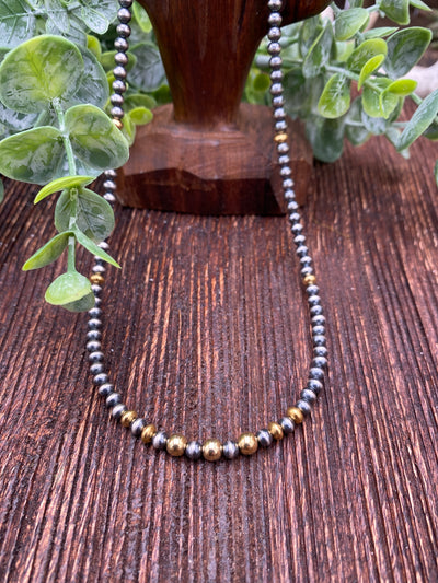 Eloise Sterling Silver & Gold Navajo Necklace - 17.5"