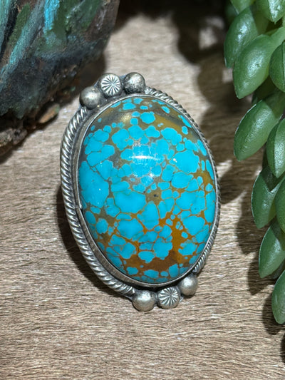 Cedric Assorted #8 Turquoise Sterling Rings - Adjustable