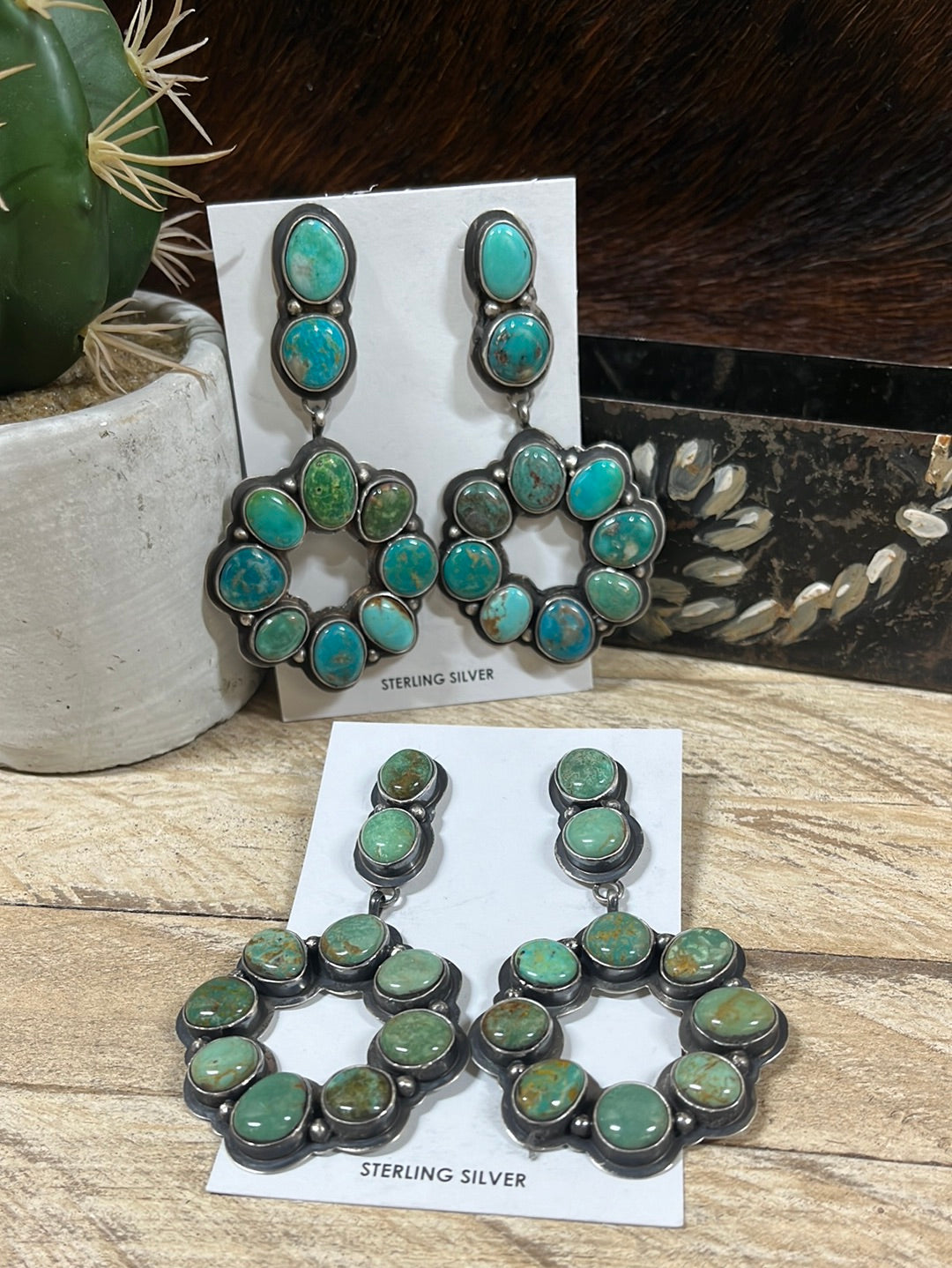 Mary Ann Sterling Stone Post With Stone Hoop Earrings