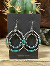 Twain Sterling Navajo Turquoise Double Hoop Earrings - 2.25"