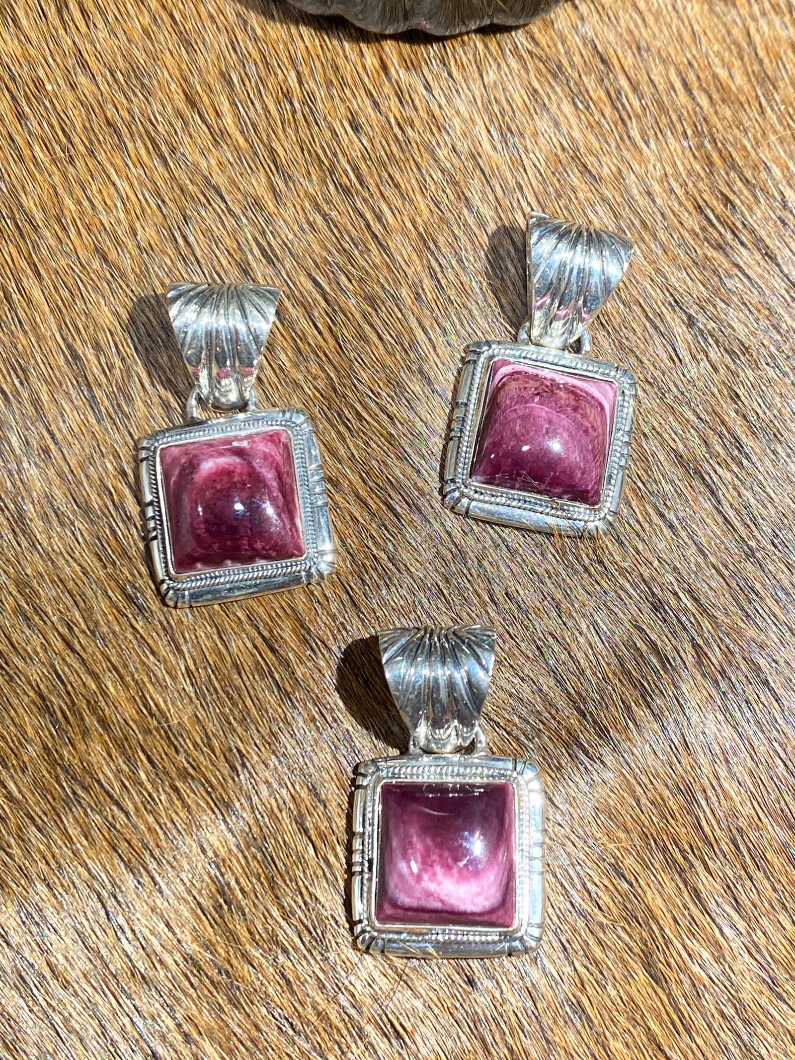 Renfro Notched Square Purple Spiny Sterling Pendant