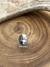 Ava Sterling Roped Oval White Buffalo Mix Ring