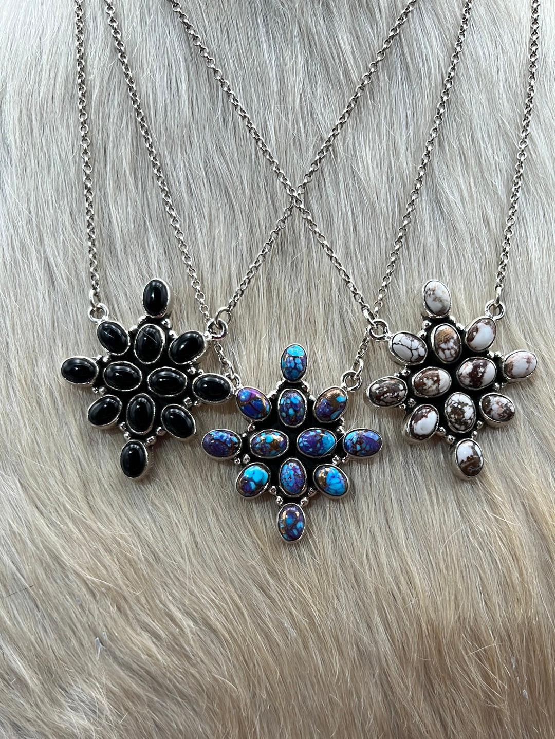 Eleanor Snowflake Cluster Sterling Necklace - 16"