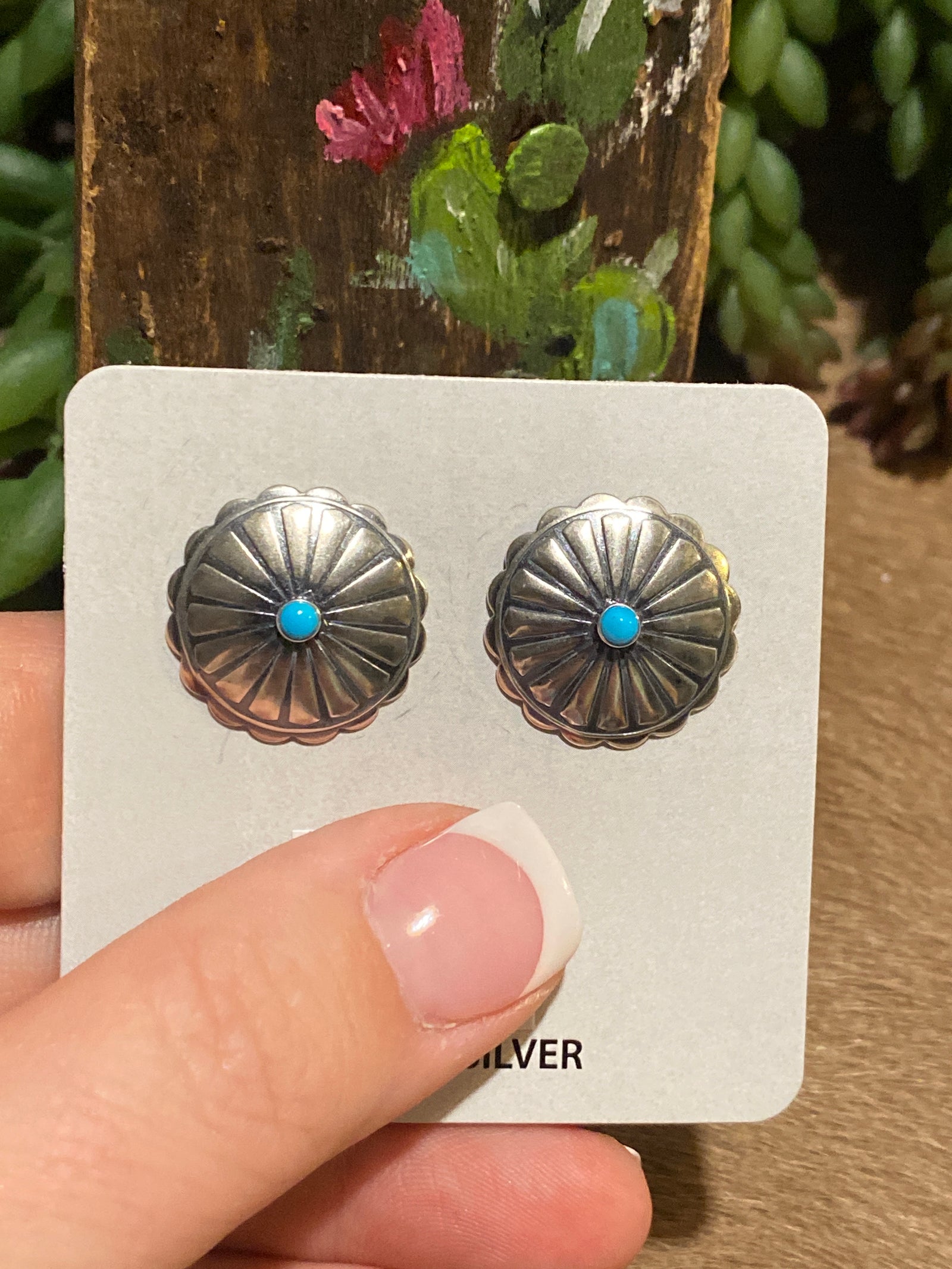 Lenox Scalloped Round Concho Sterling Earring - .8"