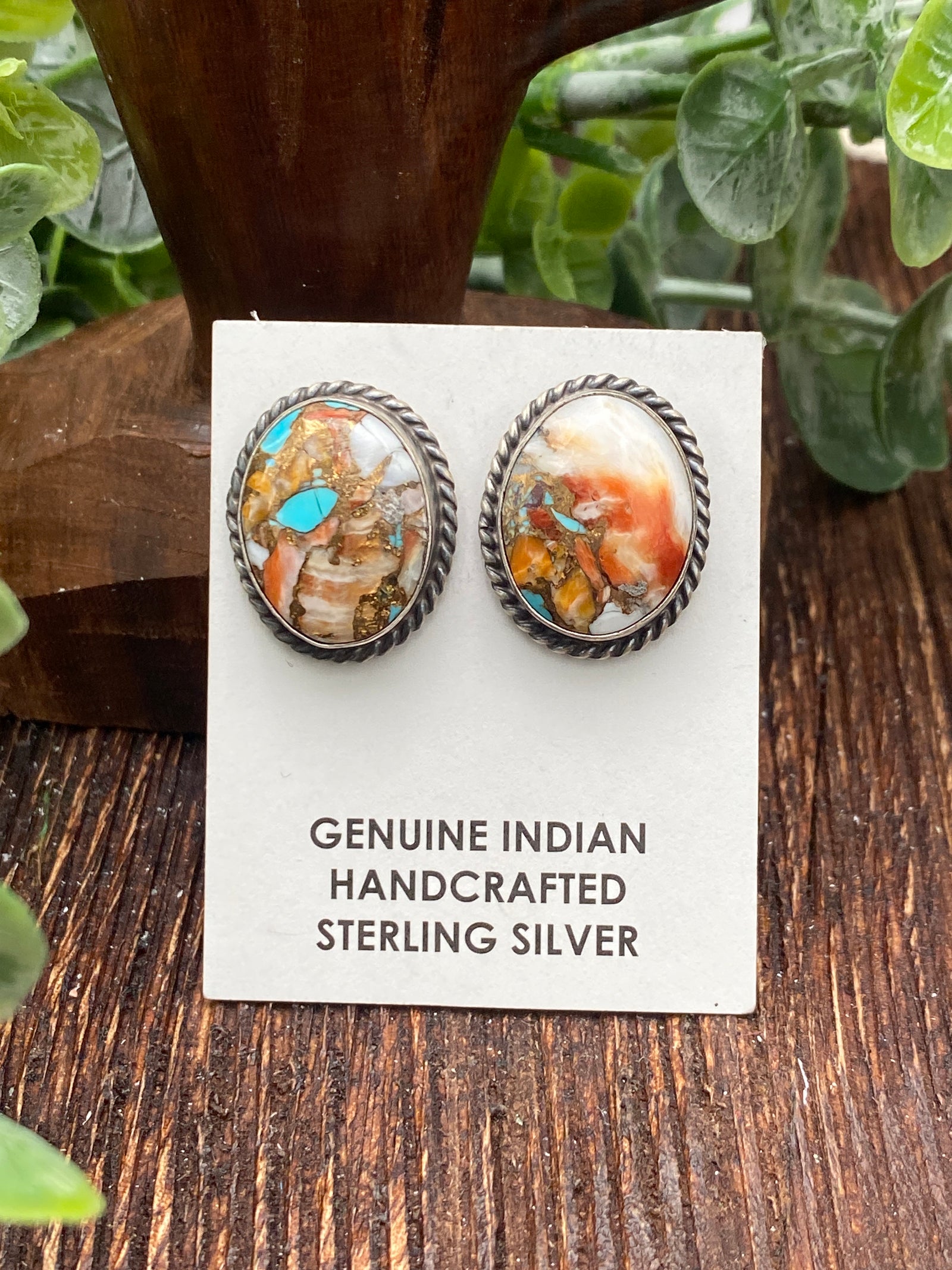 Pinnacle Orange Krush Sterling Roped Oval Stud Earrings