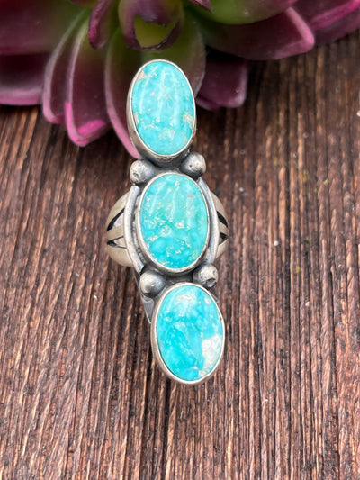 Aransas Triple Stone White Water Turquoise Rings