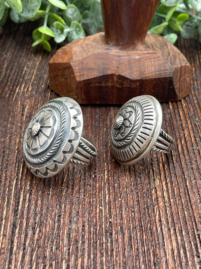 Riot Stamped Sterling Concho Rings