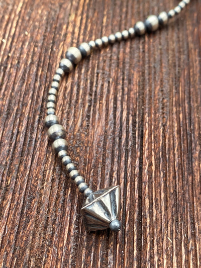 Brisbaine Sterling Y Lariat Navajo & Diamond Bead Necklace