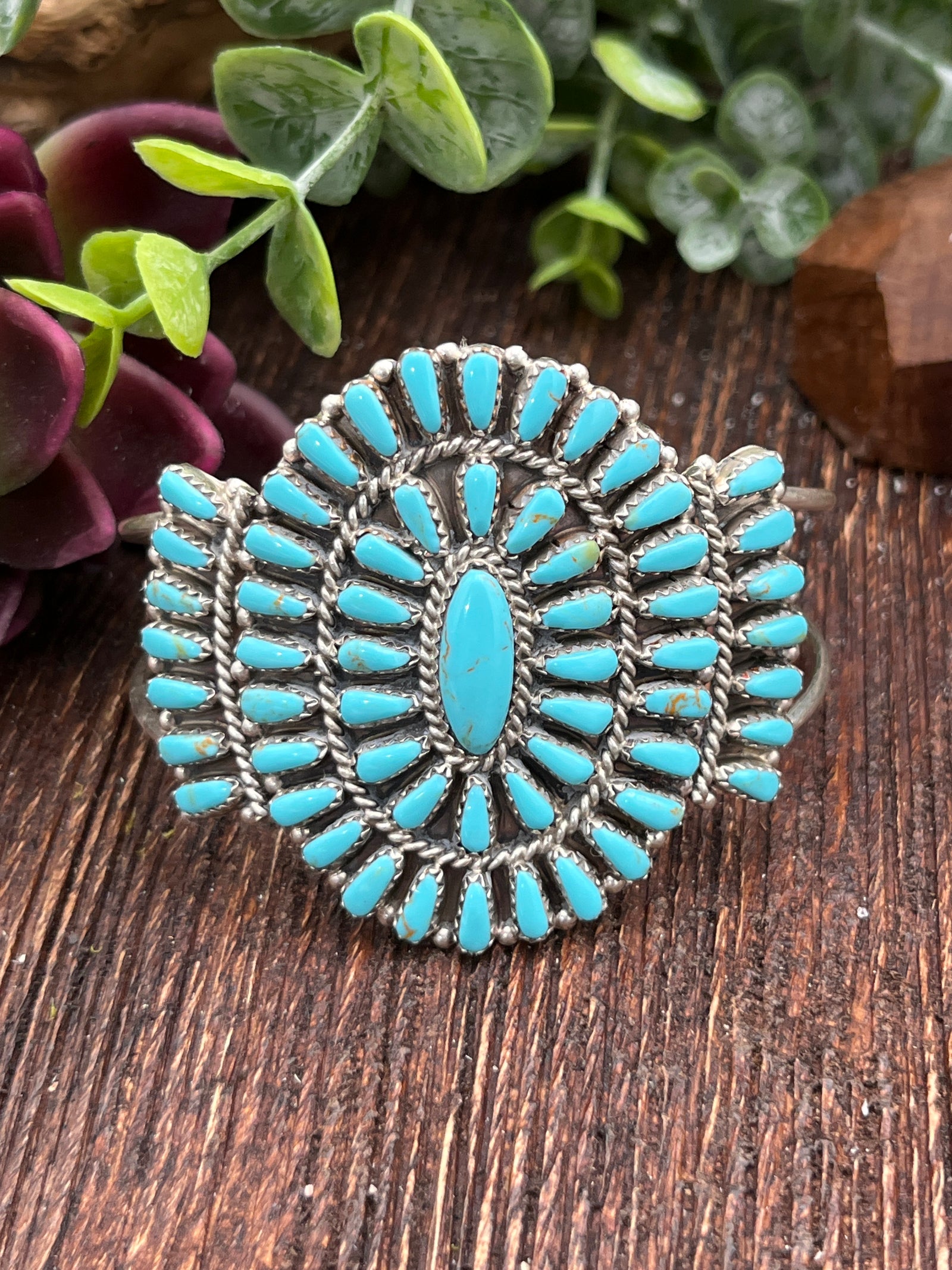 Lindale Turquoise Cluster Sterling Double Cuff