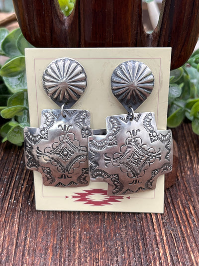 Juniper Stamped Double Concho Sterling Earrings