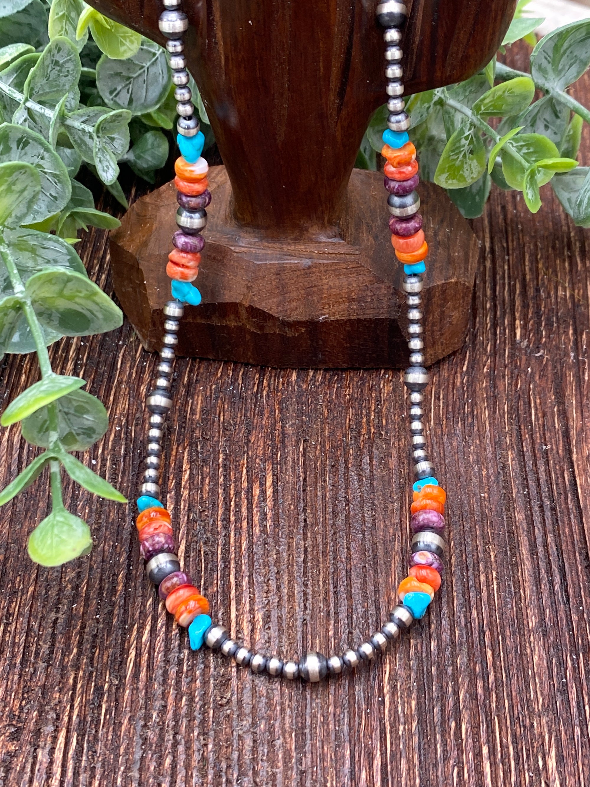 Janet Navajo, Turquoise & Spiny Necklace - 14"