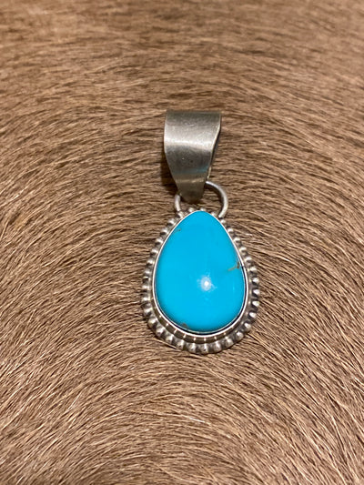 Grifton Sterling Bead Framed Turquoise Pendant
