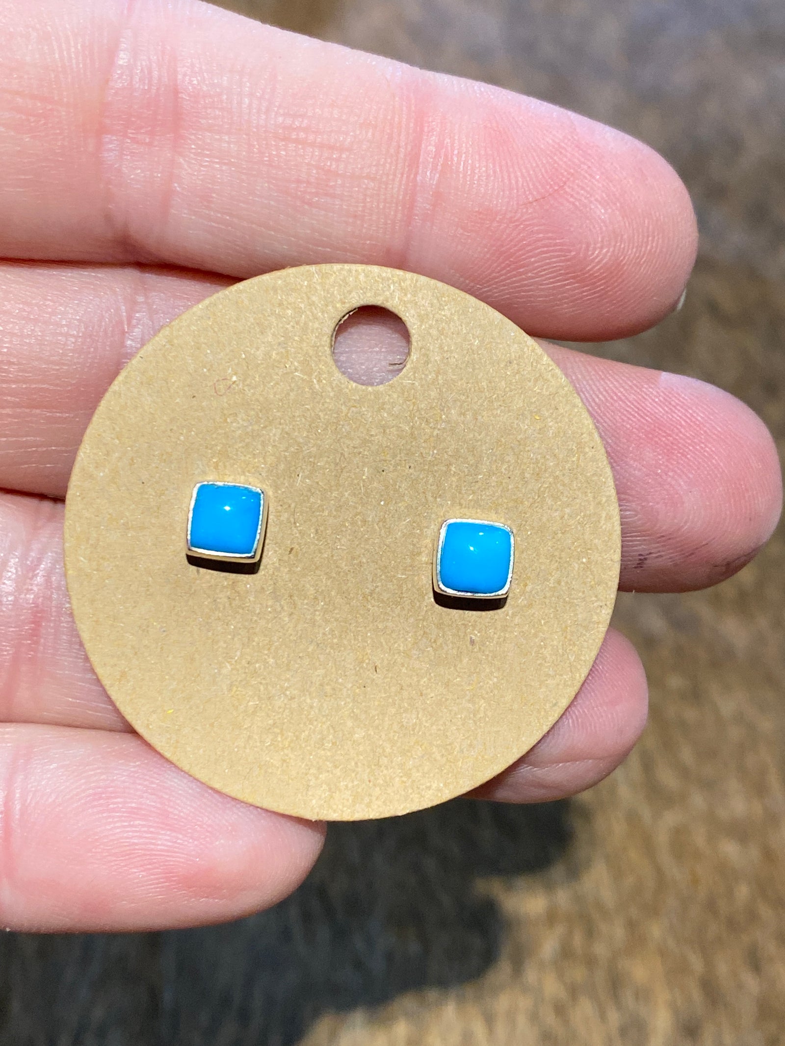 Dahlia Petite Turquoise Square Earrings - 5mm