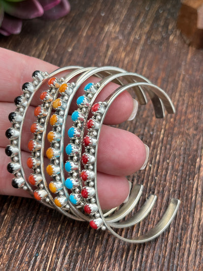 Siesta 8 Stone Slim Sterling Cuff