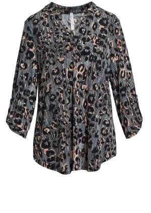 Lizzy Charcoal Leopard Blouse