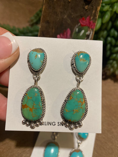 Annie Double Stone Turquoise Sterling Earrings